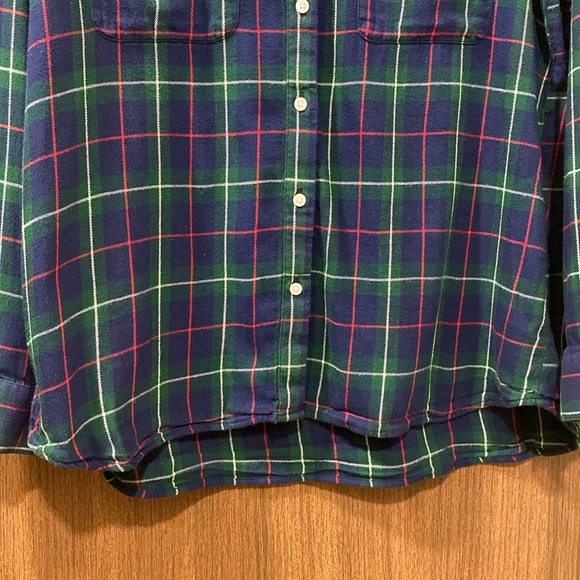 Gap Factory Blue/Green Plaid Boyfriend Fit Drapey Flannel Shirt Size Large - Picture 11 of 15